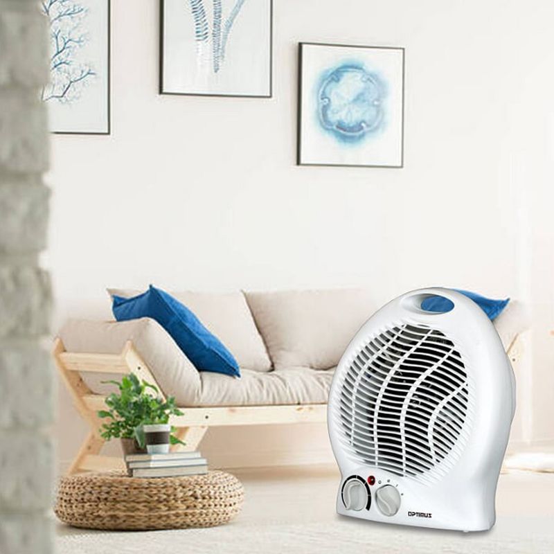 Optimus H-1322 Portable Room 2 Speed Fan Personal Space Heater with Automatic Temperature Control for Indoor Home Space Heating