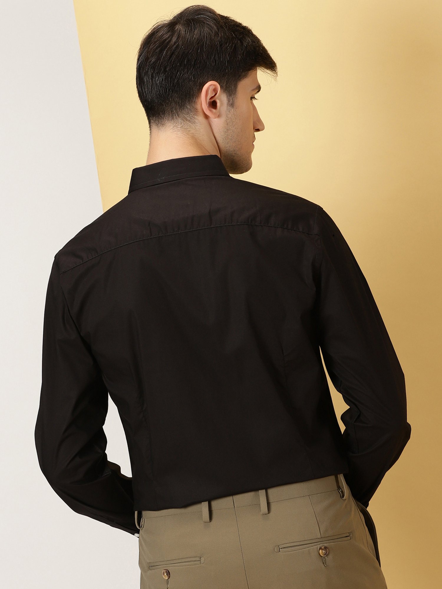 Thomas Scott Black Regular Fit Cotton Shirt