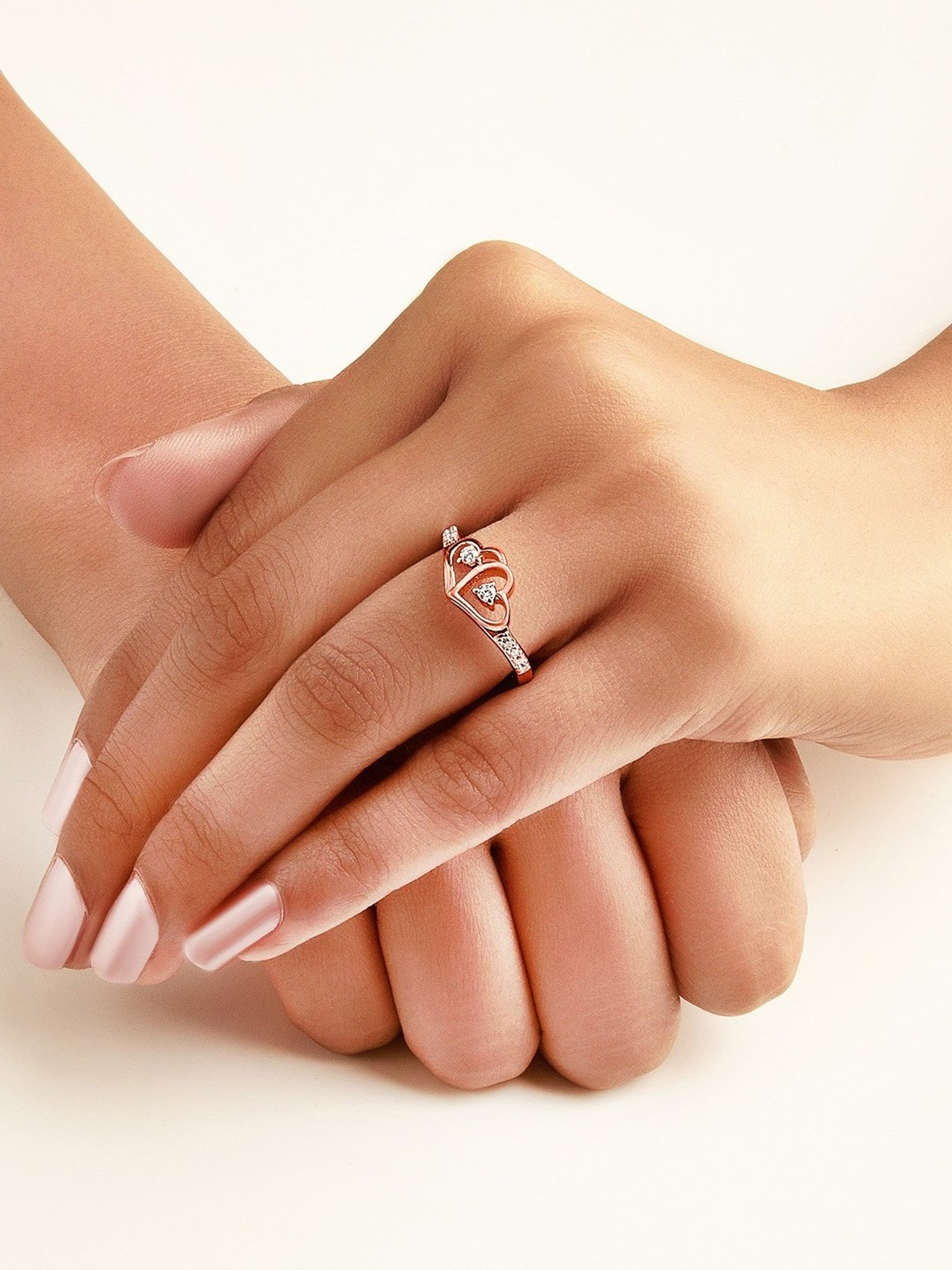 Silberry 92.5 Sterling Silver Connected Heart Rose Gold