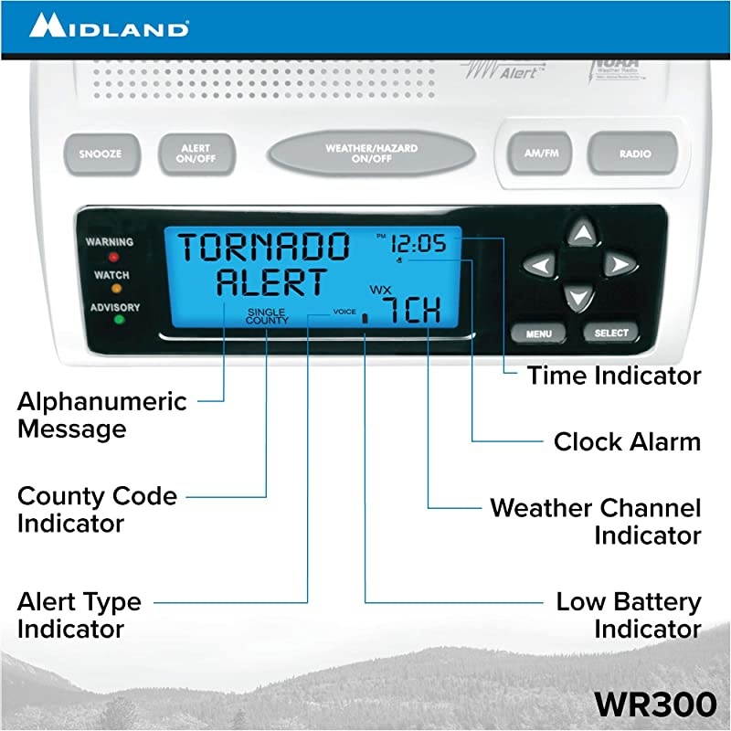 WR300 Deluxe NOAA Emergency Weather Alert Radio SAME Localized Programming 60+ Emergency Alerts amp Alarm Clock w AMFM Radio