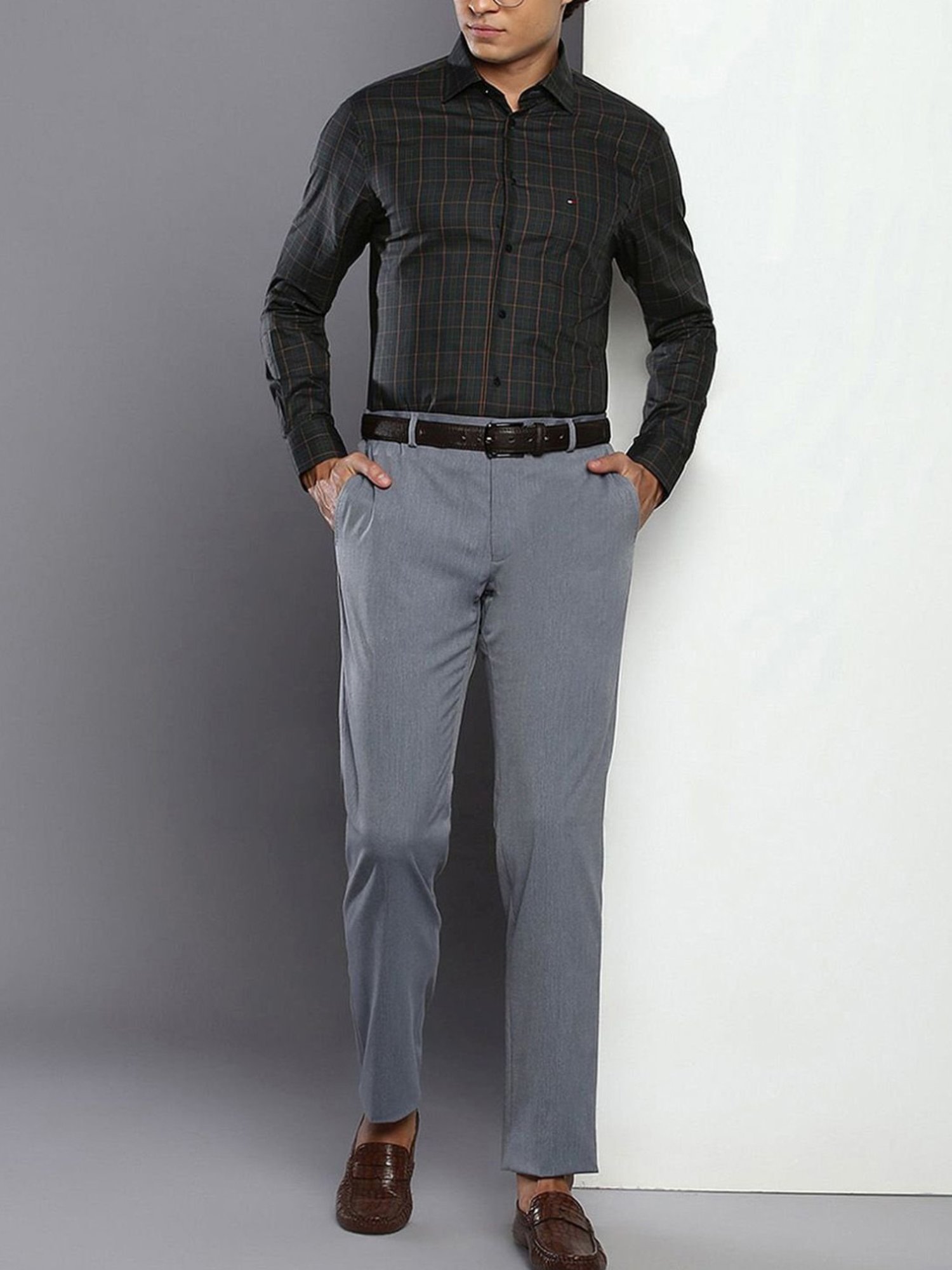 Tommy Hilfiger Light Grey Regular Fit Trousers