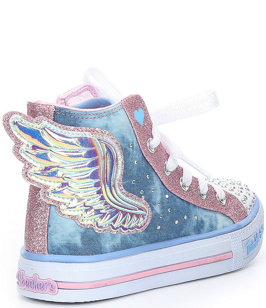Skechers Girls' Shuffles-Fooling Flutters Glitter Detail Light Up Sneakers (Toddler)