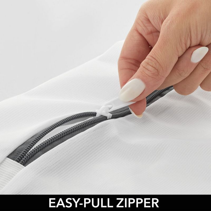 mDesign Laundry Mesh Fabric Wash Bag for Delicates - 16" x 20" - 2 Pack -White