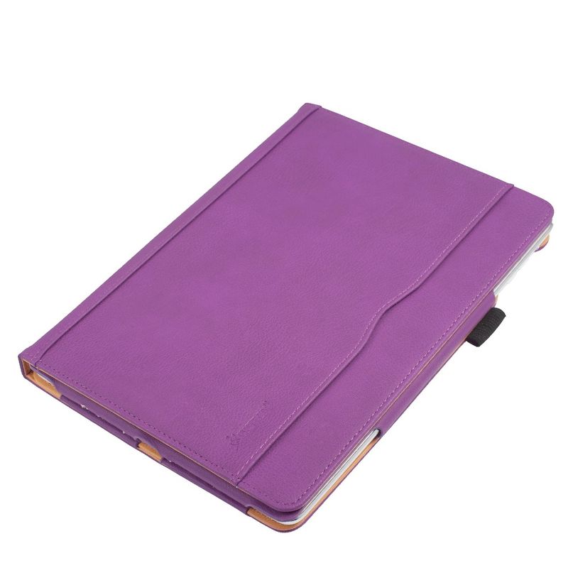 Insten - 9.7 inch iPad 5/6, PU Leather Case, Slim Folding Folio, Pencil Holder, Auto Wake/Sleep, 3 Angles, Magnetic Closure Strip, Purple