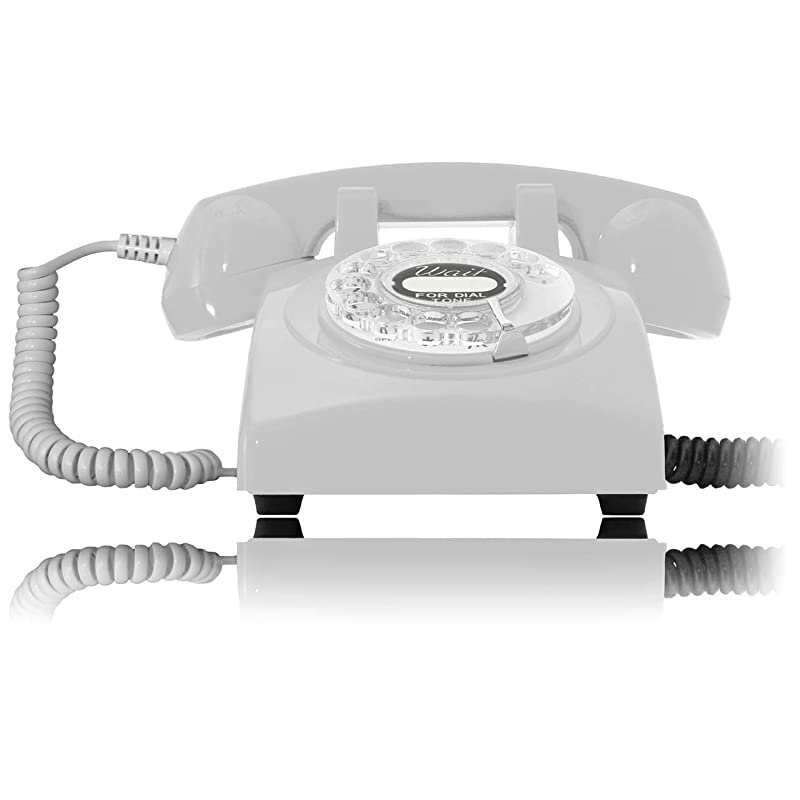 60s Cable with Classic United States Rotary Dial Inlay Designer Retro PhoneRotary Dial TelephoneRetro Style PhoneVintage TelephoneClassic Desk Phone with Rotary Dialler White