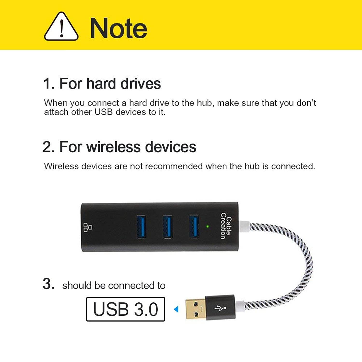 CableCreation 3-Port USB 3.0 Hub with Ethernet Adapter 10/100/1000 Mbps Gigabit Compatible Windows PC, Laptop, MacBook Pro,USB Flash Drives etc, Aluminum Black