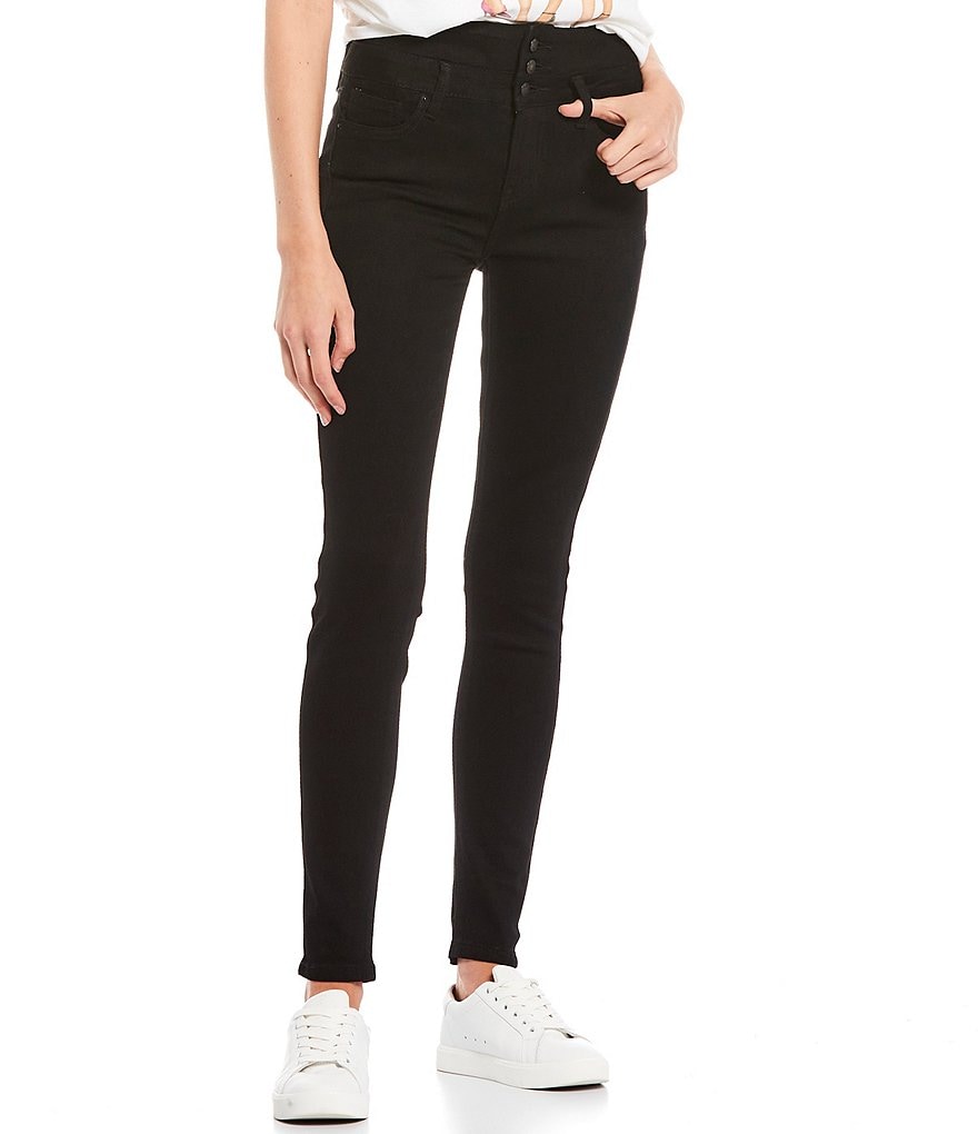 YMI Jeanswear High Rise Triple Button Stacked Skinny Jeans