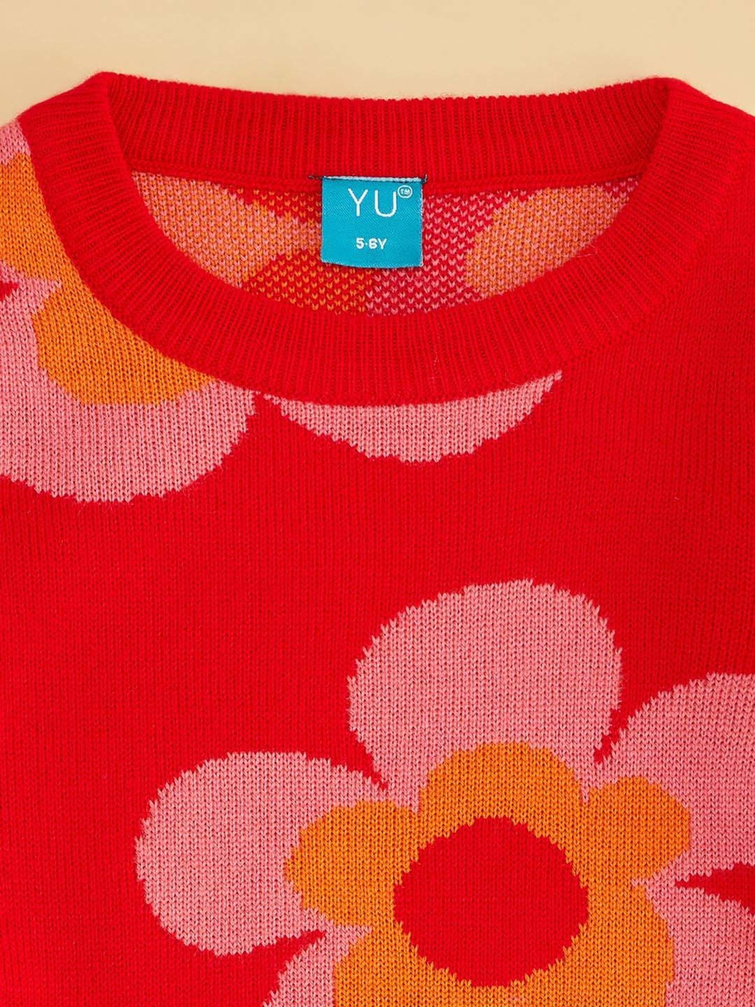 YU by Pantaloons Kids Red Floral Print Full Sleeves Sweater