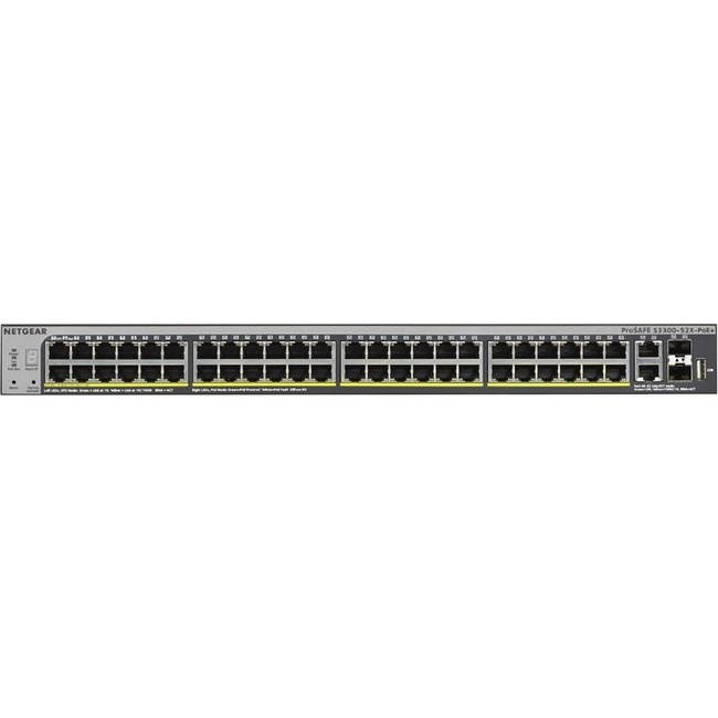NETGEAR 28-Port PoE Gigabit/10G Stackable Smart Switch (GS728TXP) - Managed with 24 x PoE+ @ 195W, 2 x 10G Copper and 2 x 10G SFP+, Desktop/Rackmount, and ProSAFE Lifetime Protection