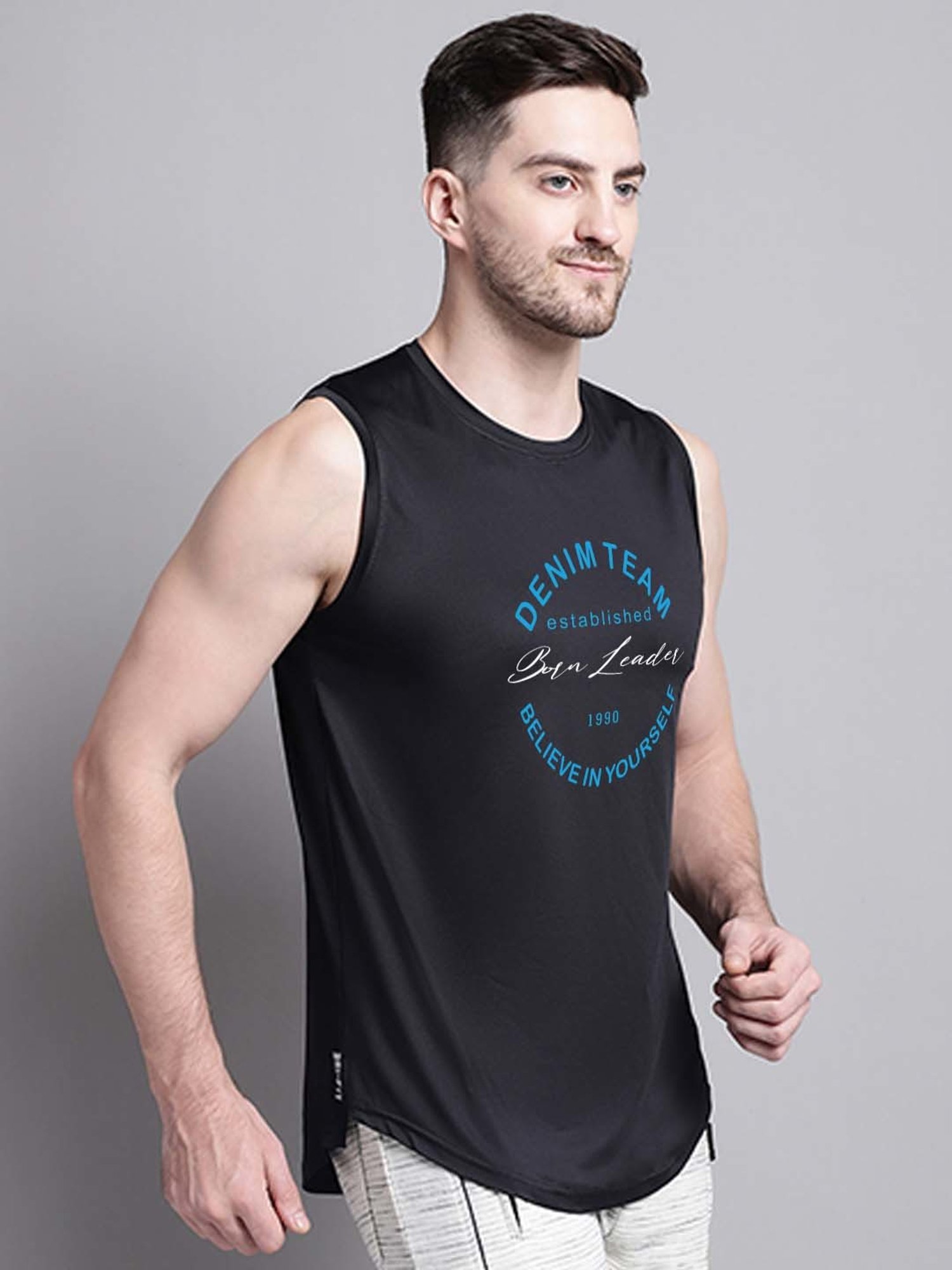 Friskers Black Regular Fit Graphic Sports T-Shirt
