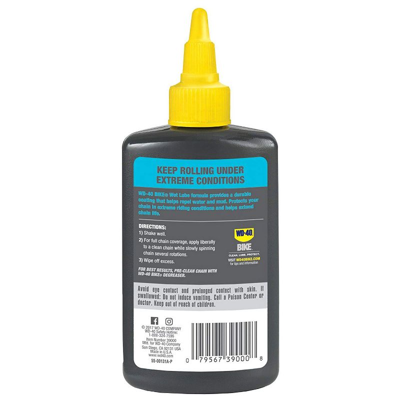 WD-40 BIKE 4 Ounce No Wax Wet and Muddy Condition Bike Chain Wet Chain Lubricant