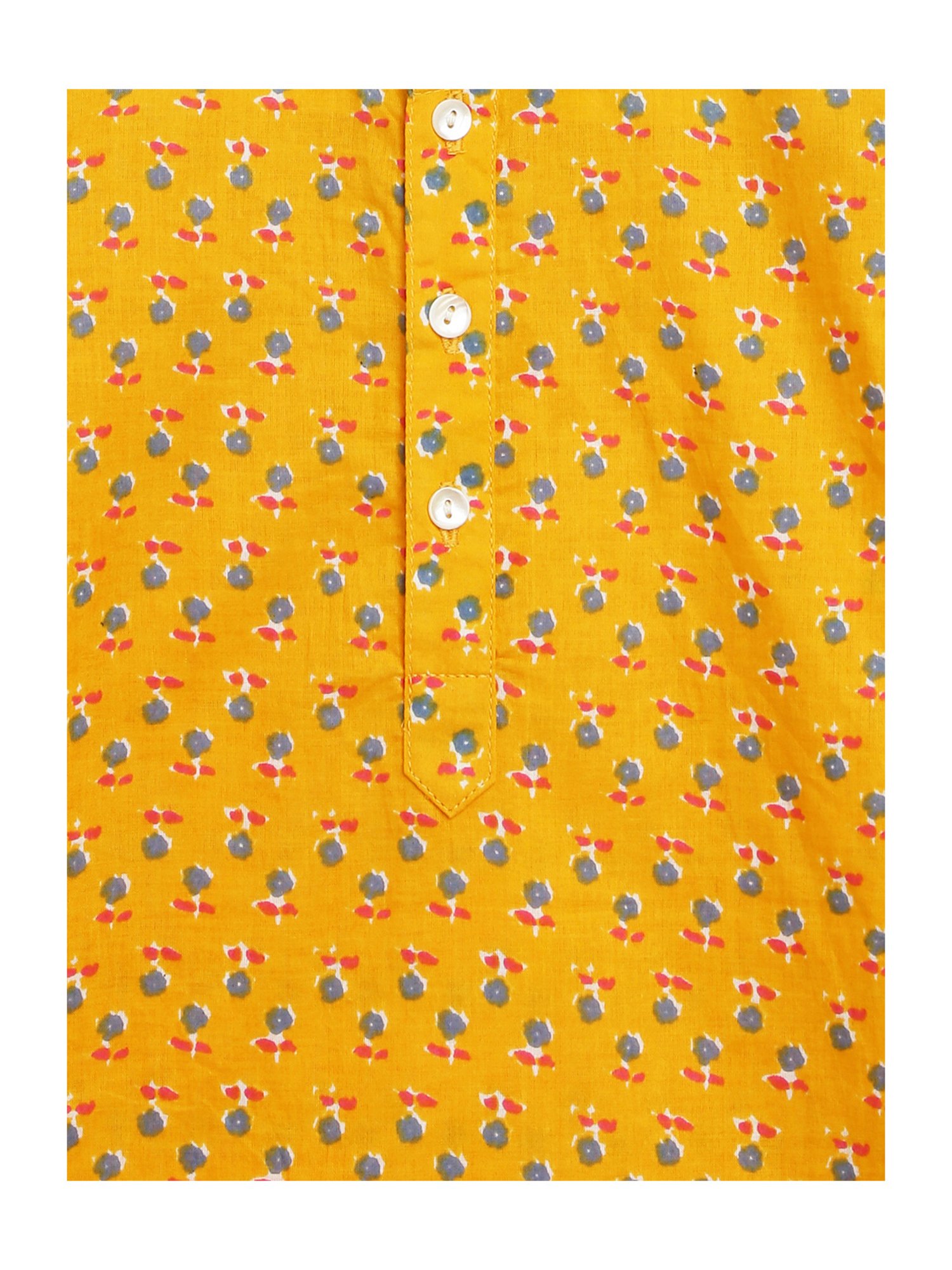 Campana Kids Yellow & White Floral Print Full Sleeves Kurta with Pajamas