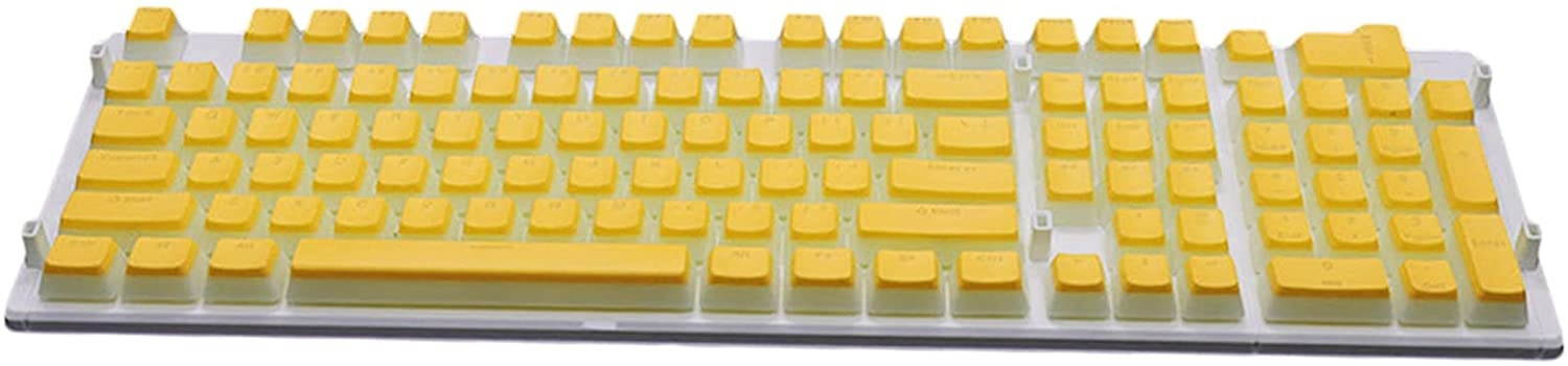 Homyl 108 Keys Keycaps Double Shot PBT Pudding Keycap Set DIY for Cherry MX RGB Mechanical Keyboard - Yellow