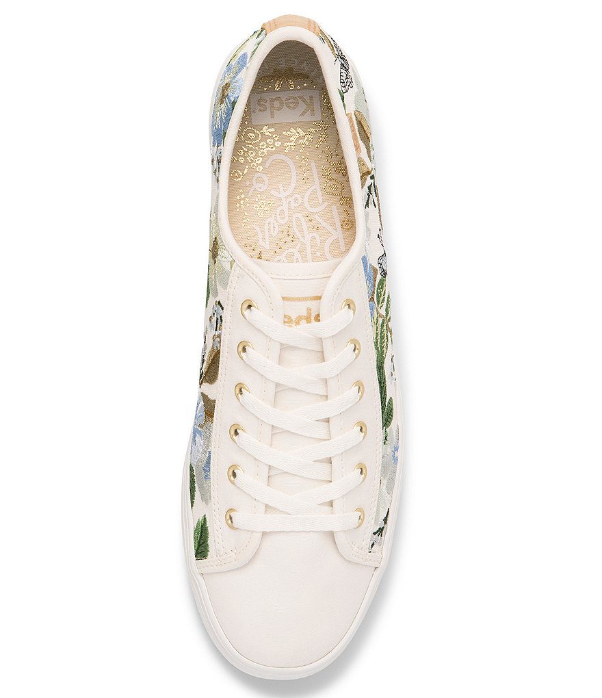 Keds Rifle Paper Co. Triple Kick Blue Fields Embroidered Sneakers
