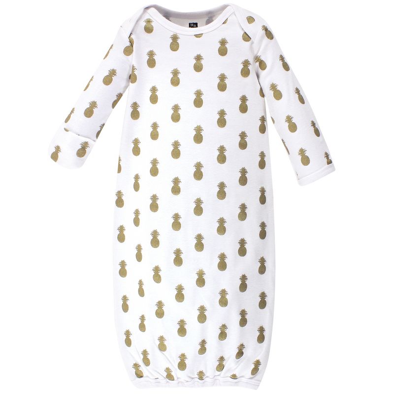 Touched by Nature Baby Girl Organic Cotton Long-Sleeve Gowns 3pk, Pink Rose, 0-6 Months