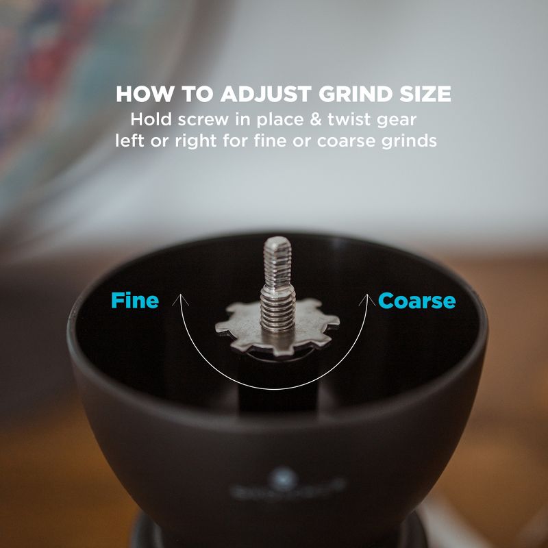 GROSCHE BREMEN Manual Coffee Grinder, Ceramic Conical Burr Coffee Grinder and Spice Mill - Black