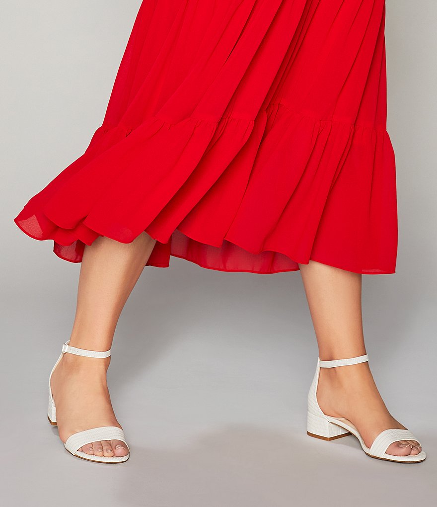 Alex Marie Malahn Embossed Leather Block Heel Dress Sandals