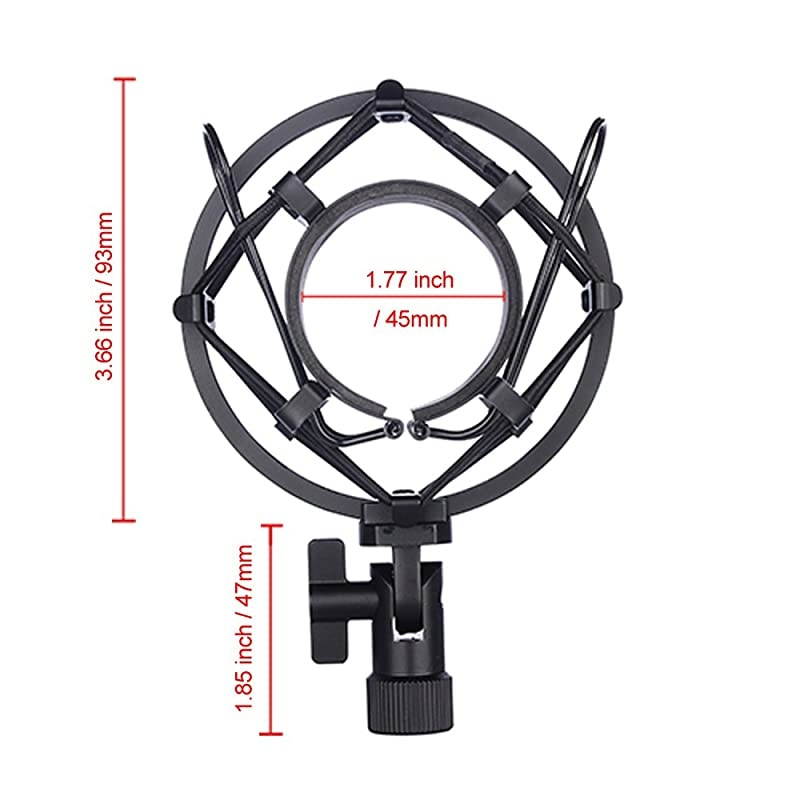 Shock Mount with Pop Filter Mic AntiVibration Suspension Shock Mount Holder Clip for Diameter 46mm53mm Grey