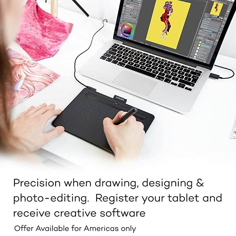 CTL4100 Intuos Graphics Drawing Tablet with Software, 7.9" X 6.3", Black, Small