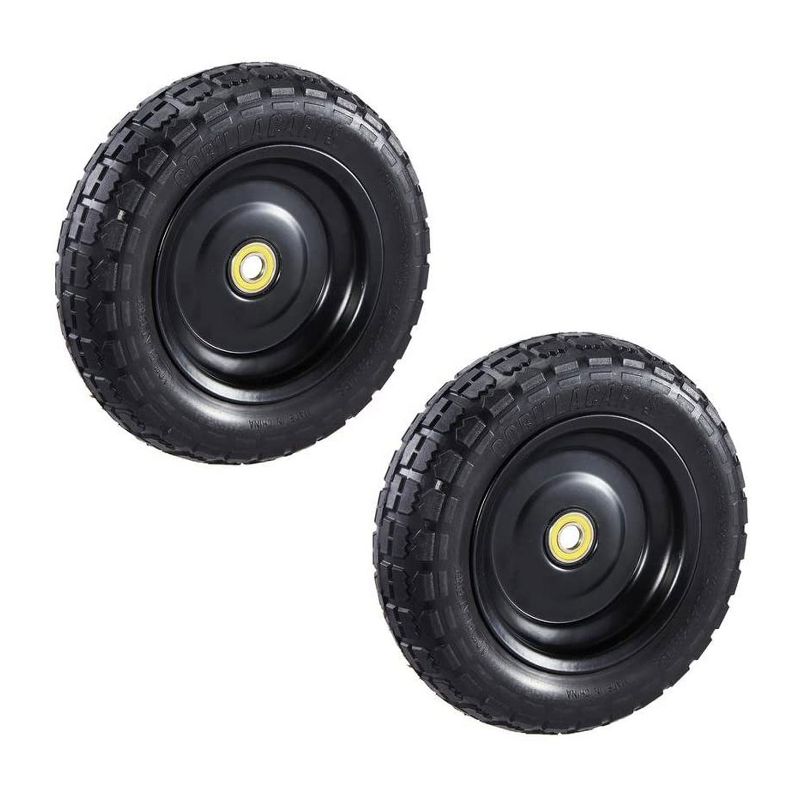 Gorilla Carts GCT10NF 10 Inch No Flat Replacement Pneumatic Tire Wheel with Offset Hub, Utility Garden Cart, Wheelbarrow, Dolly, and Wagon  2 Pack