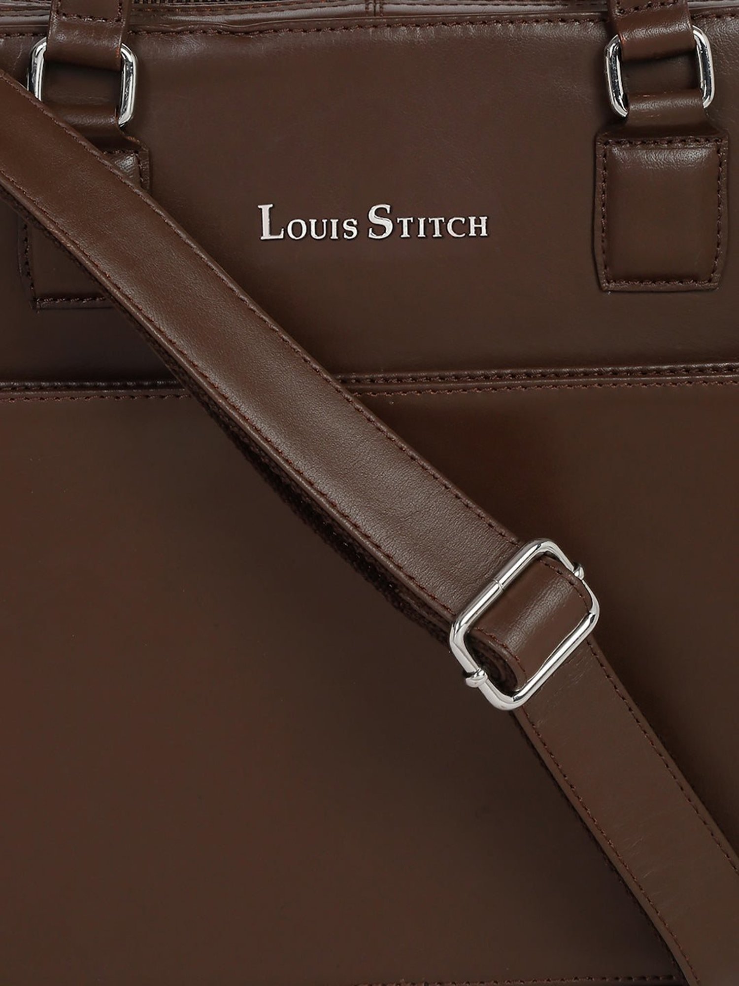 Louis Stitch Brown Leather Medium Multifunctional Executive Laptop Bag