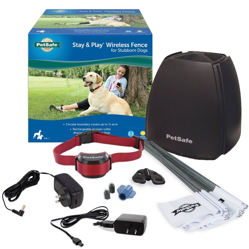 PetSafe Stay and Play Wireless Adjustable Fence for Stubborn Dogs - Black