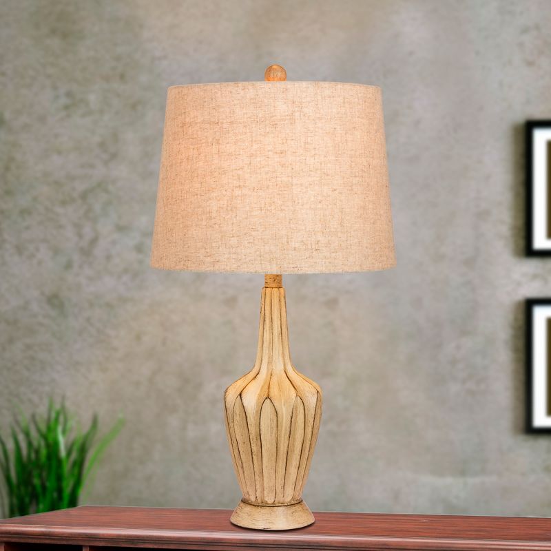 2pk Paper Lantern Fold Resin Table Lamps Beige  - Fangio Lighting