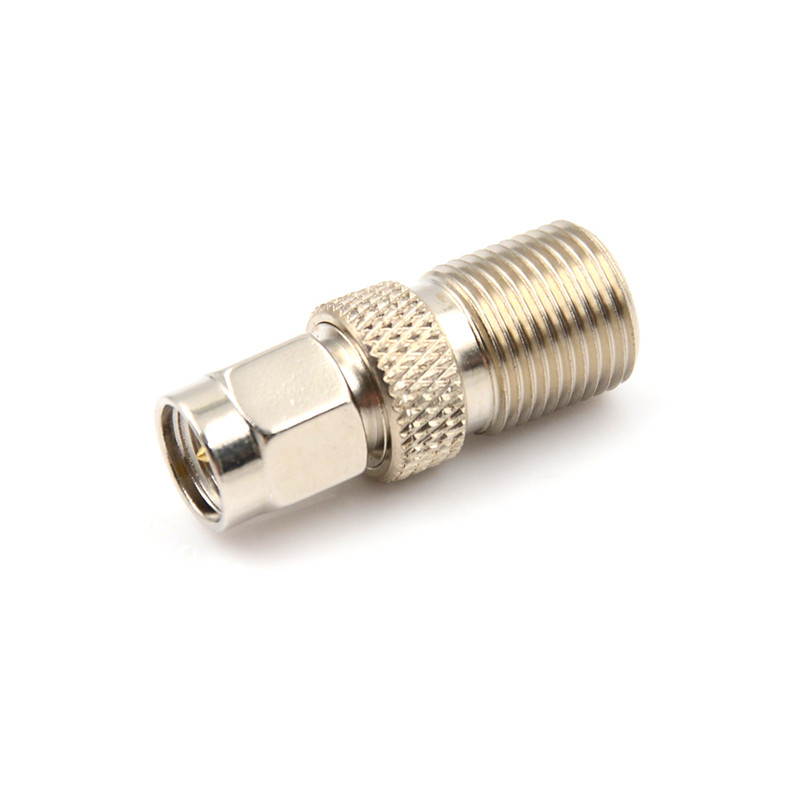 F Type Female to SMA Male Plug Coaxial Adapter Connector Silver Tone