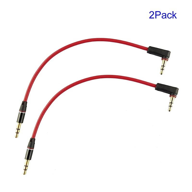 2Pack 8inch 3Port 35mm Right Angle Male to Male Replacement for Headphones iPods iPhones iPads HomeCar Stereos and More