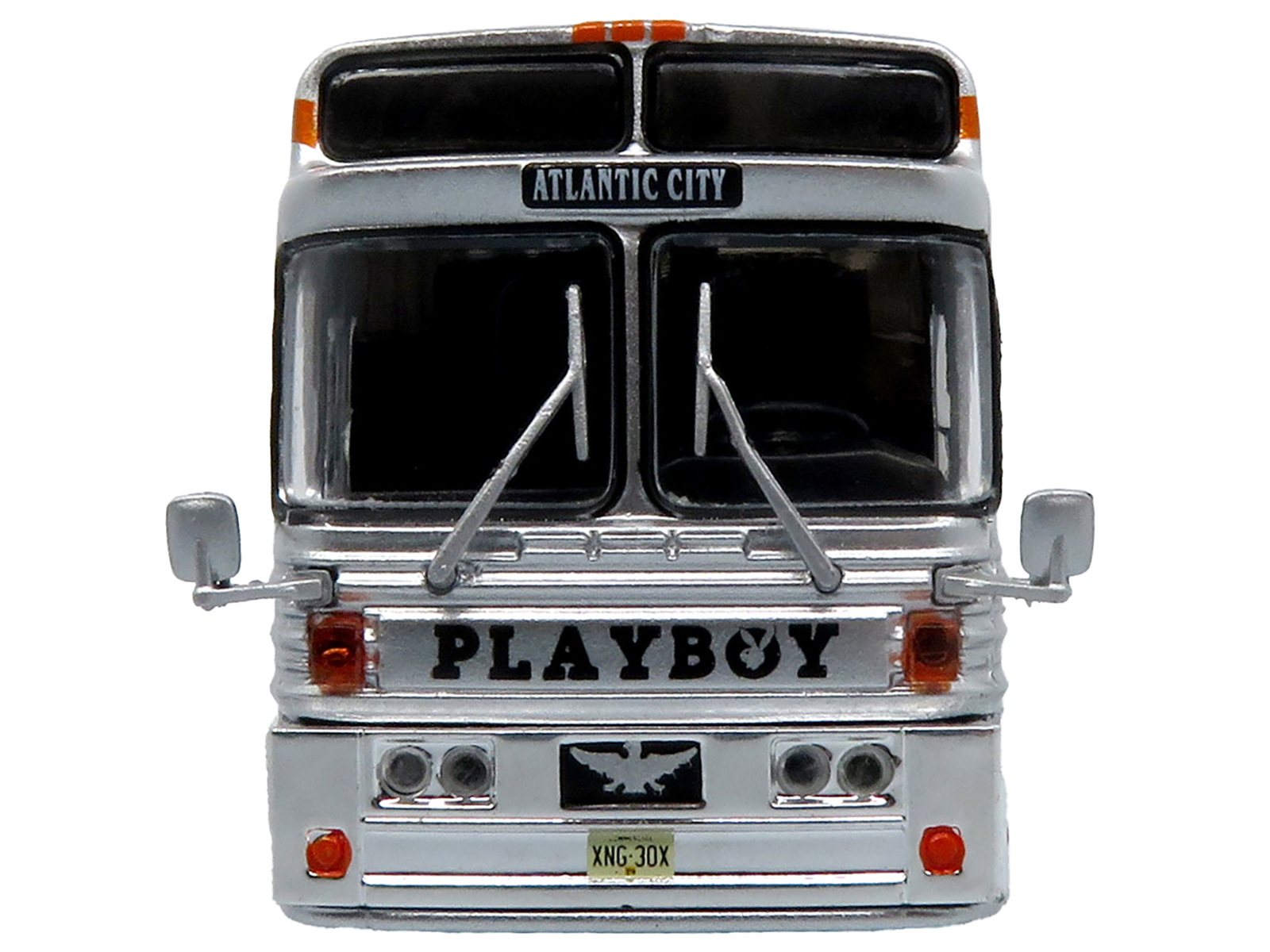 1969 Eagle Model 05 Coach Bus "The Playboy Hotel & Casino" Silver and Black Limited Edition to 504 pieces Worldwide 1/87 (HO) Diecast Model by Iconic Replicas