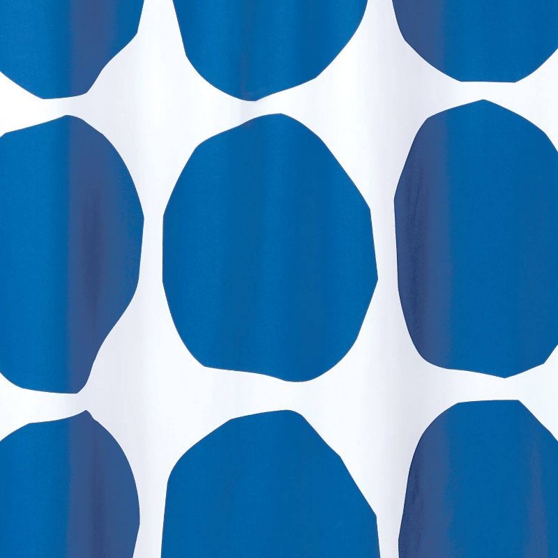 Dot Shower Curtain with Memory Foam Mat and Ring Bundle Blue/White - iDESIGN