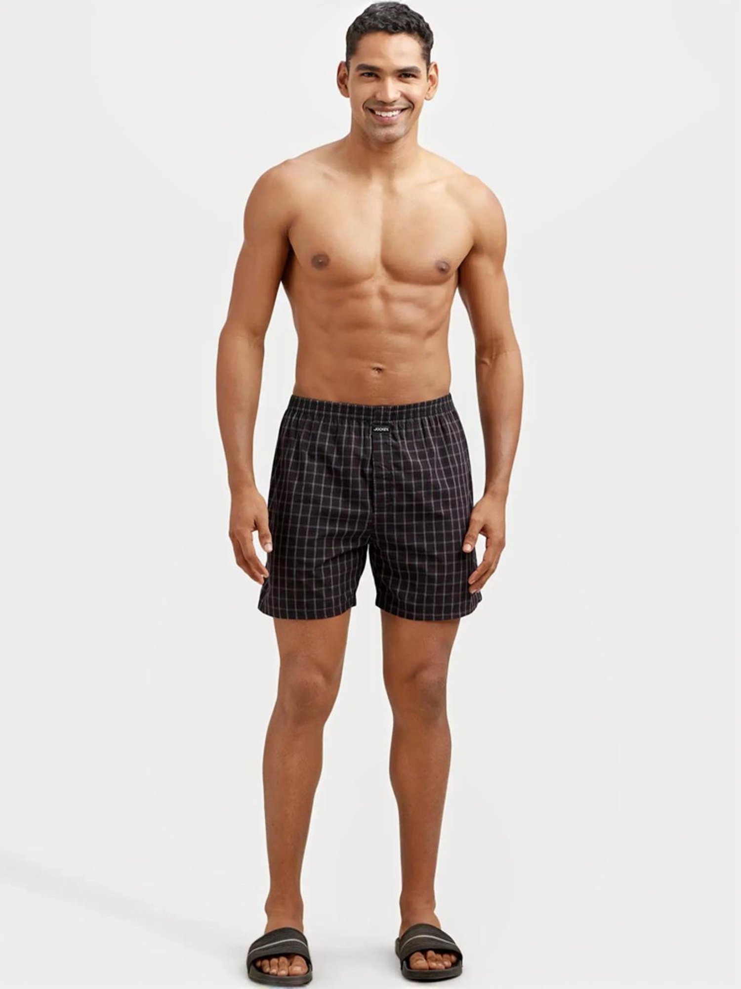 Jockey Black & Navy Regular Fit Check Boxer Shorts - Pack of 2