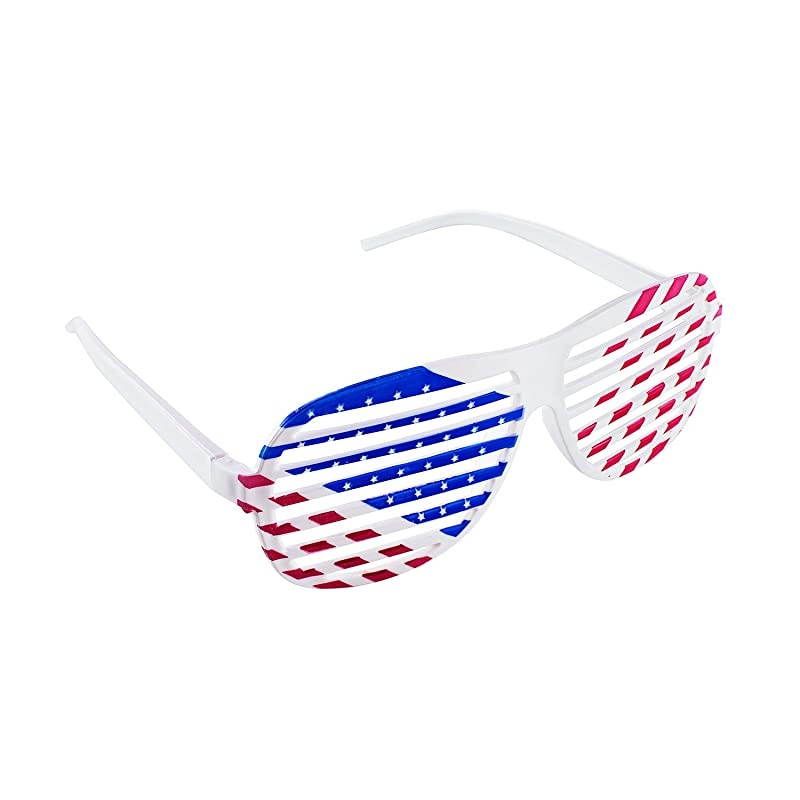 Flag USA Patriotic Design Plastic Shutter Glasses Shades Sunglasses Eyewear for Party Props Decoration 12 Pairs