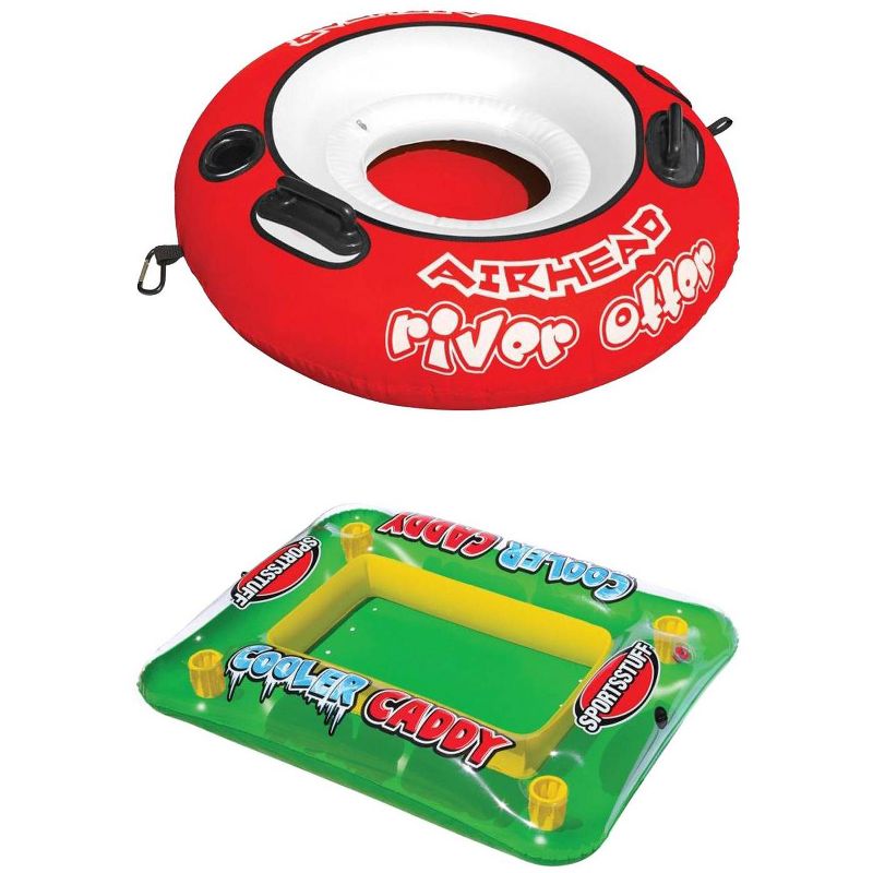 Airhead River Otter Single Rider Inflatable Float Tube w/ 48-Quart Cooler Caddy