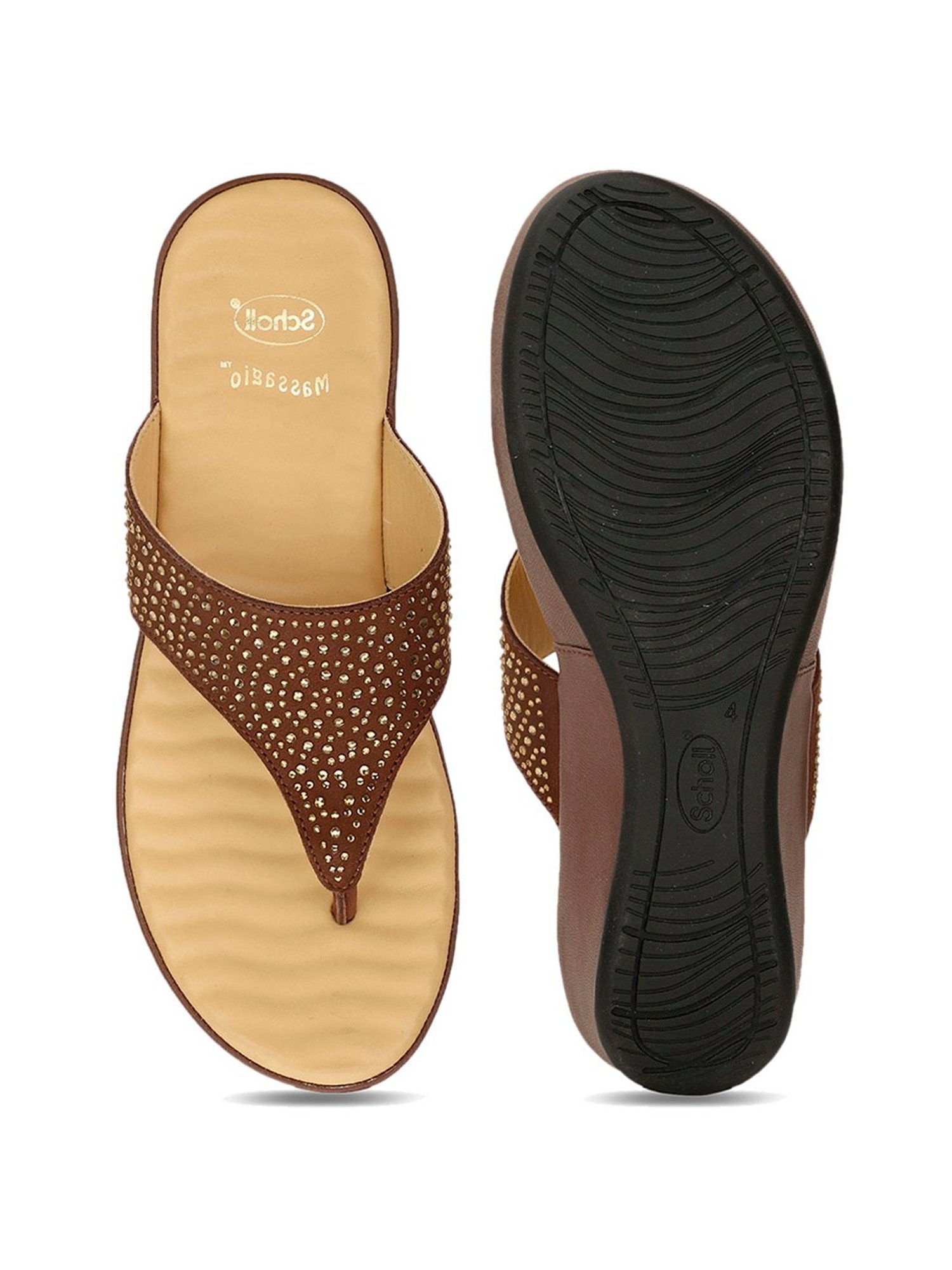Scholl by Bata Women's Brown Thong Wedges