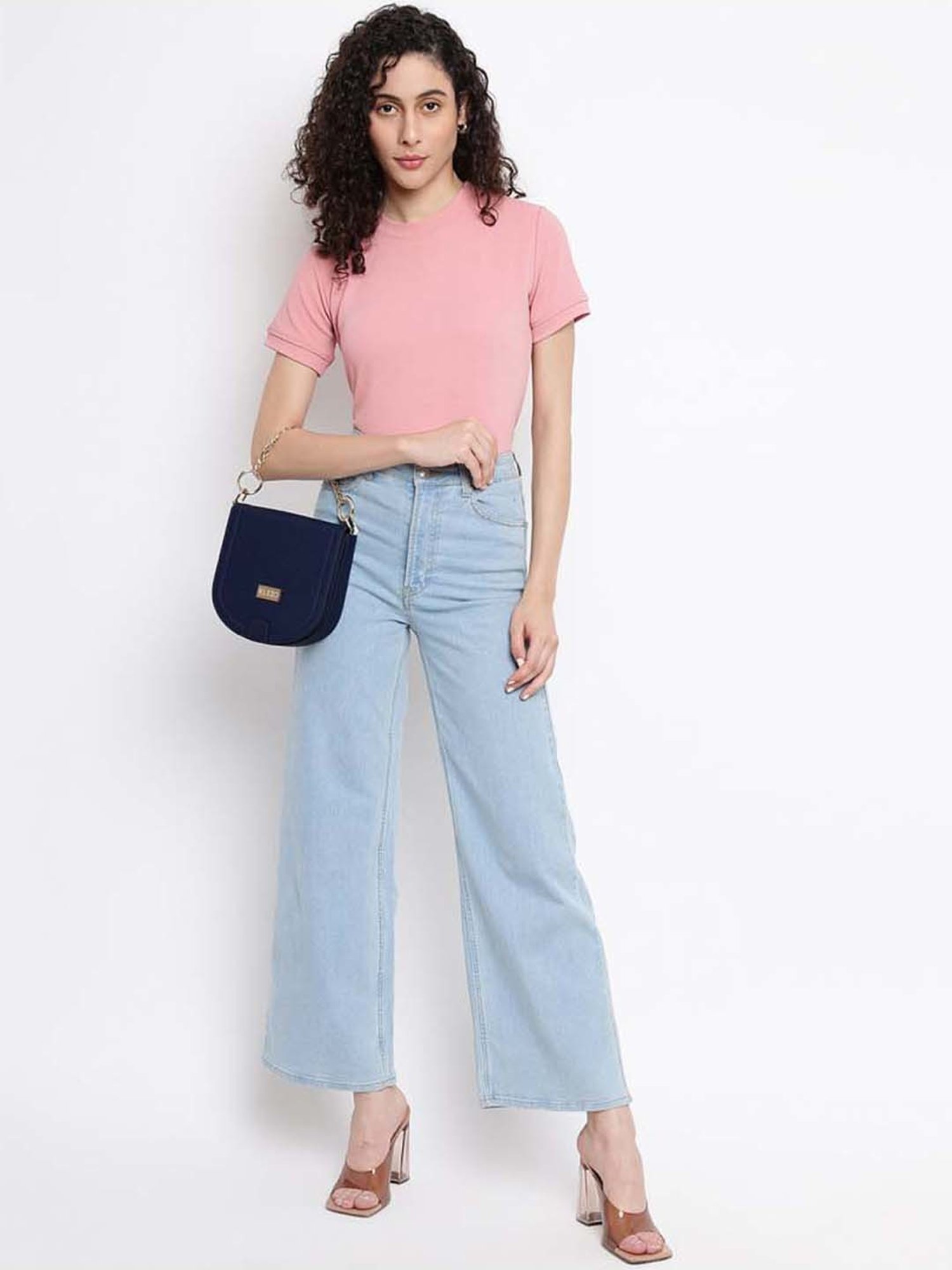 KLEIO Blue Solid Small Sling Handbag