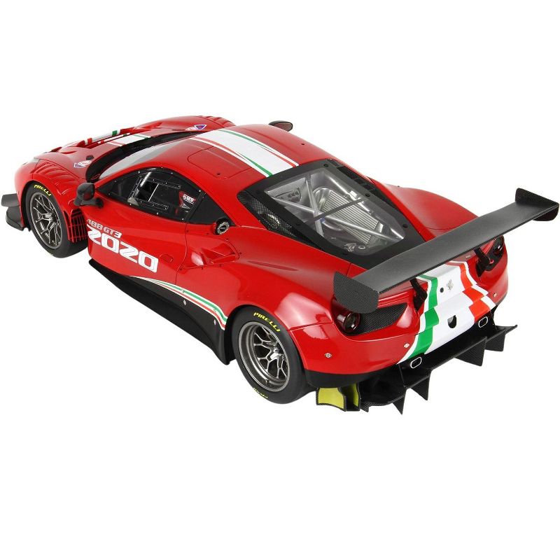2020 Ferrari 488 GT3 Rosso Corsa 322 Red with Green and Red Stripes & DISPLAY CASE Ltd Ed 128 pcs 1/18 Model Car by BBR