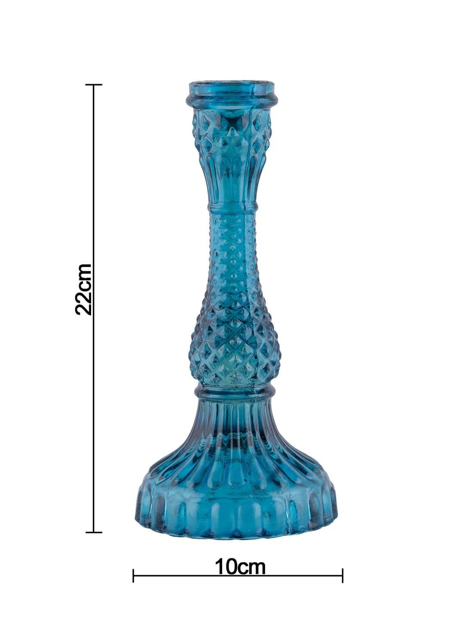 Homesake 'Holi' Turquiose Glass Candle Holder - Set of 2