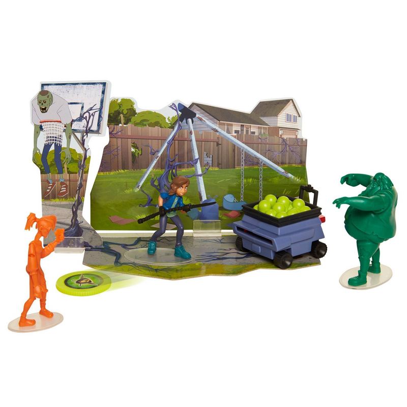 The Last Kids on Earth June Action Figure 2.5" - Hero Pack Playset with 2 Zombies & Disk Launcher