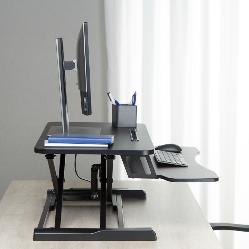 FlexPro Hero Standing Desk Converter - 32" Sit to Stand Desk with Keyboard Tray - Stand Steady