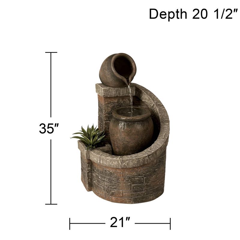 John Timberland Rustic Outdoor Floor Water Fountain with Light LED 35" High Planter Box Cascading for Yard Garden Patio Deck Home