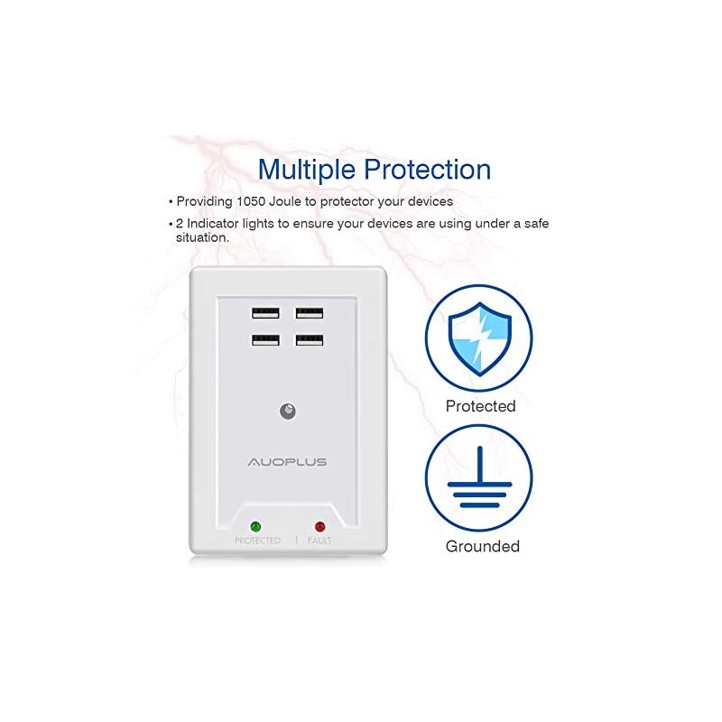 Multi Outlet Wall Adapter,  Power Strip with 6 AC Outlets and 4 USB Ports(5V/3.1A)- Mountable Grounded Surge Protector, Portable Outlet Extender for TV Computer Laptops Smartphone Home Office