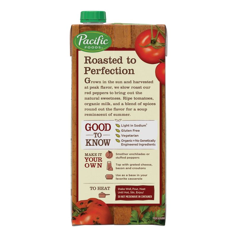 Pacific Foods Organic Low Sodium Roasted Red Pepper & Tomato Soup - 32oz
