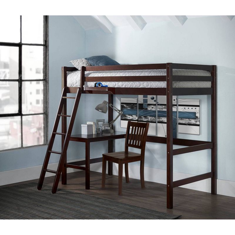 Kids' Twin Caspian Study Loft with Chair and Hanging Nightstand Chocolate - Hillsdale Furniture