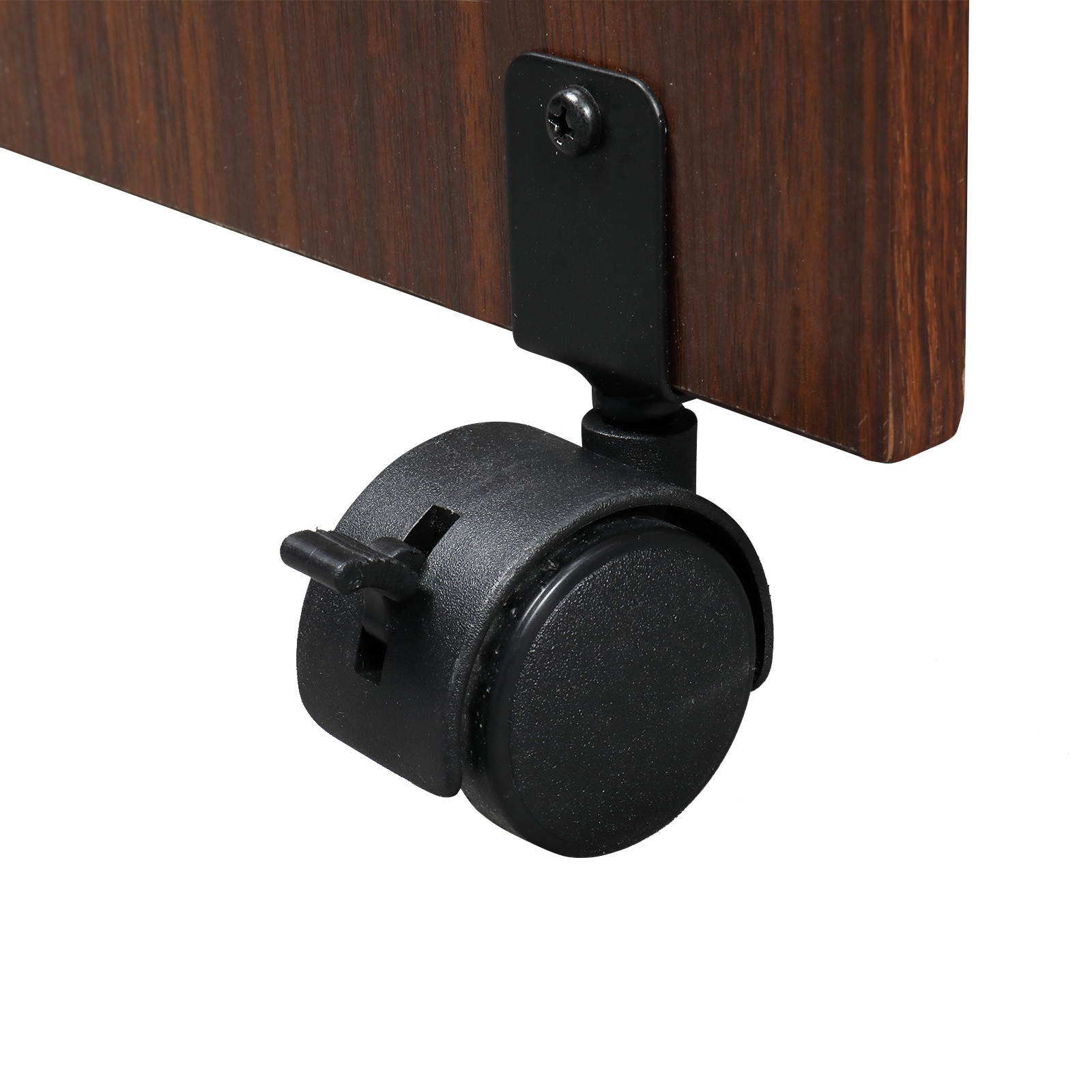 (Ship from US!!!) Wooden Podium Stand, Rolling Lectern Desk with Casters and 2 Shelf Open Cabinets, Mobile Stand-up Speaking Table Portable Walnut Storage Shelves for Church School Classroom Office