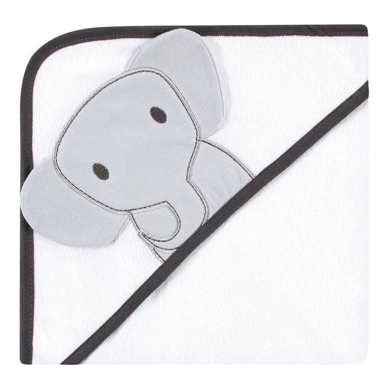 Hudson Baby Unisex Baby Cotton Rich Hooded Towels, Modern Elephant, One Size