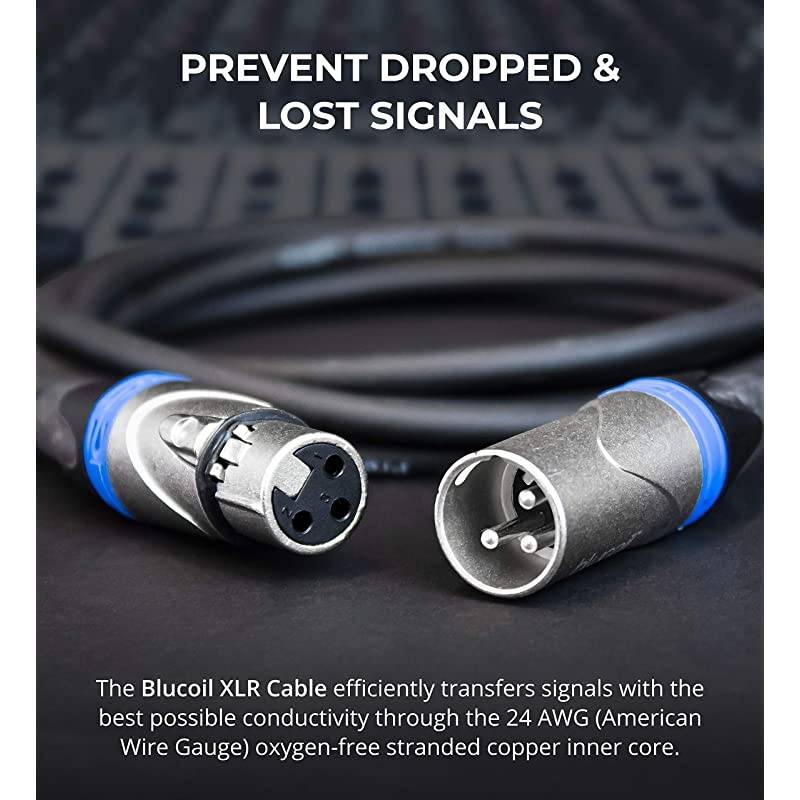 Audio 10-FT Balanced XLR Cable with 24 AWG Copper Wire and PVC Jacket - 3-Pin Male to Female Microphone Cord for Audio Interfaces, Mixers, Preamps, and Recorders