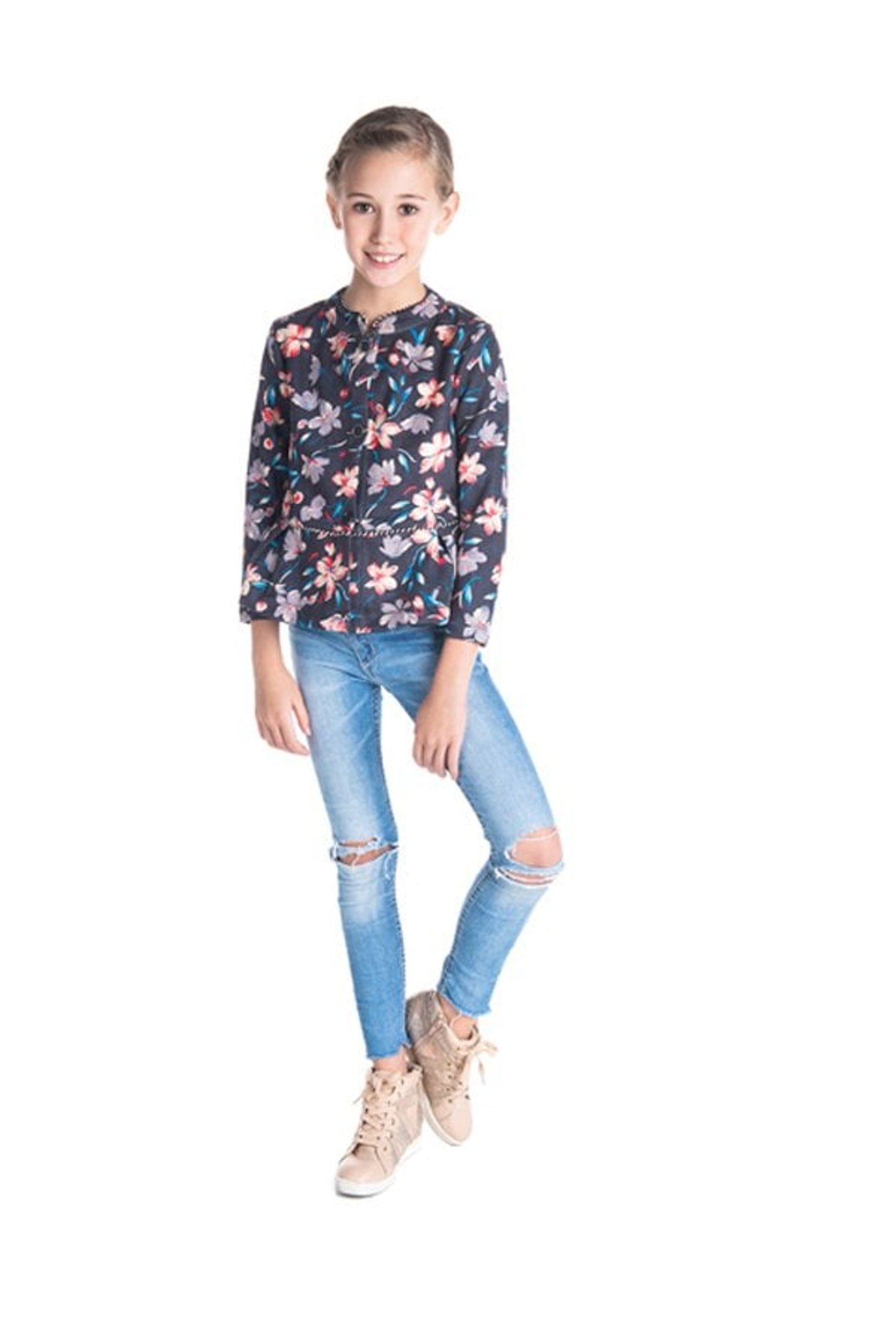 Cherry Crumble by Nitt Hyman Kids Navy Floral Print Coat