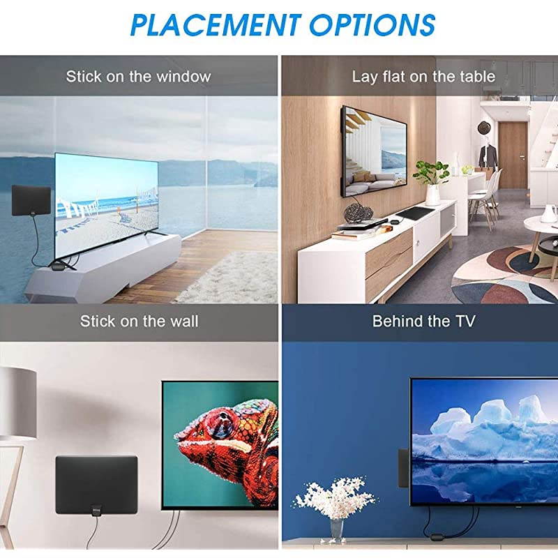 AntennaIndoor Amplified Digital HDAntenna 90120 Miles Range 4K 1080P HD VHF UHF for Local Free Local HD Channels 18 FT Coax Cable