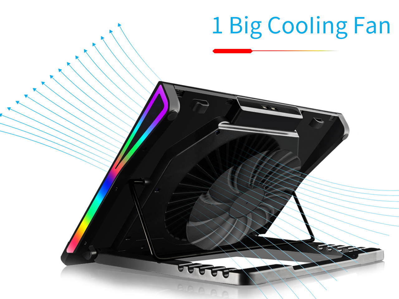 AICHESON RGB Laptop Cooling Cooler Pad for 15.6-17.3 Inch Notebook 1 Fan Heavy Coolers Pads, 2 USB Ports, AA2